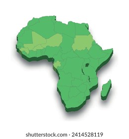 Ubicación de la Unión Africana en África 3d mapa isométrico