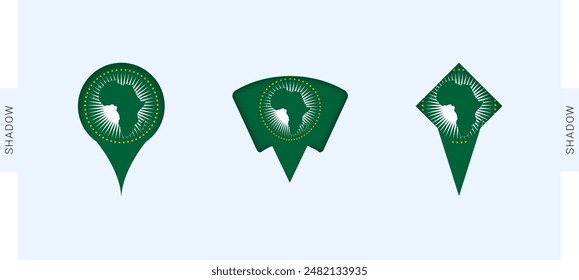 African Union Map Markers Set. Perfect for projects related to African Union, travel, geography, and international representation. Vector collection.