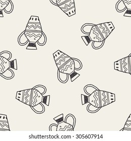 African Vase doodle seamless pattern background