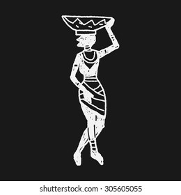 African Vase woman doodle