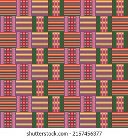 African vector kente print, traditional fabric from Ghana. Perfect for wallpaper, fabric, cover, textile, rug, blanket and fashion print.