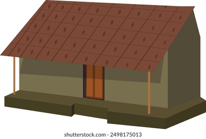 African Village cottage tiles roof vector illustration on white background