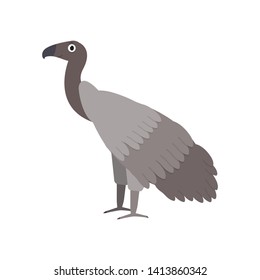 African vulture icon in flat style, african animal vector illustration