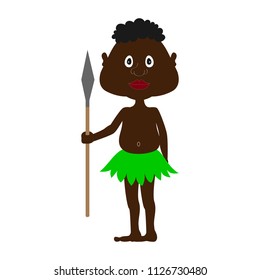 African warrior with spear in his hand. Vector illustration.