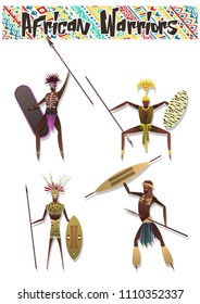 African Warriors Vector Art Set