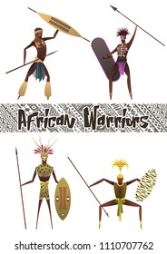 African Warriors Vector Set 