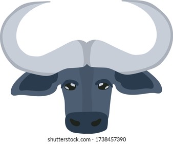 African Water Buffalo Vector Cartoon Drawing