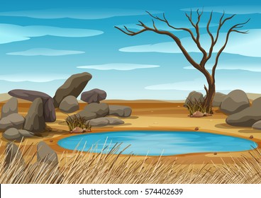 African water hole scene