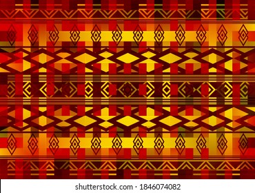 African Wax Print fabric, Ethnic handmade ornament for your design, tribal pattern motifs geometric element. Vector seamless texture, afro textile Ankara fashion style. Pareo wrap dress, carpet batik 