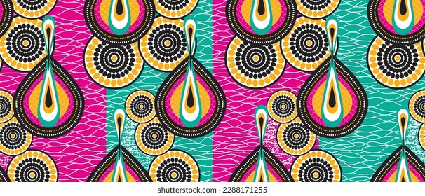 Patrón de impresión de cera africana. un Kitenge impecable, chitenge, cera holandesa y estilo angara. diseño de moda colorido. patrón de caída de agua geométrica abstracta. Tela de impresión de cera africana.