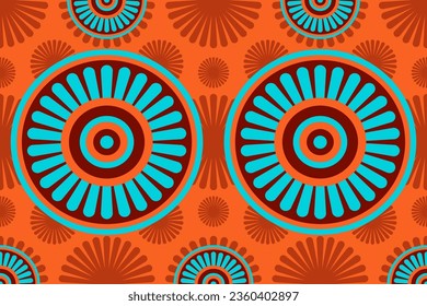 African wax prints, seamless beautiful, fashion colorful design, Geometric circle abstract motif, striking color, eye catching pattern, traditional African tribes, fabric Africa drawn and art design.