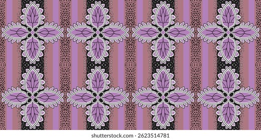 African wax prints.  seamless beautiful Kitenge, chitenge, dutch wax style. fashion design in colorful. botanical abstract motif. floral Ankara prints, African ethnic traditional purple pattern.