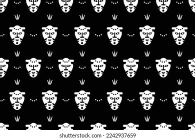 African Wax seamless pattern. Print fabric, Ethnic handmade ornament for your design, Afro Ethnic flowers and tribal motifs pattern geometric elements. Vector background. Vector illustration