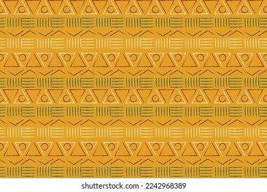 African Wax seamless pattern. Print fabric, Ethnic handmade ornament for your design, Afro Ethnic flowers and tribal motifs pattern geometric elements. Vector background. Vector illustration