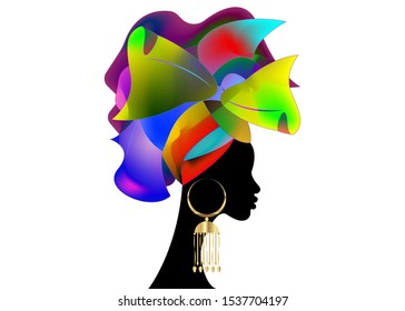 African wedding hairstyle Head wrap, colorful head scarf, beautiful portrait Afro Woman in Traditional Head tie Scarf Turban. African clothing Kente, Shenbolen Ankara head wraps fabric design 