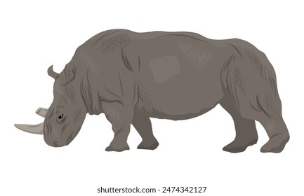 Das afrikanische Nashorn. realistische Vektorgrafik  