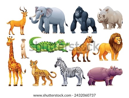 African wild animals set. Vector cartoon illustration