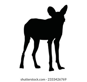 Desain vector de silueta negra de perro salvaje africano