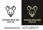 African Wild Dog stylized head geometric line icon