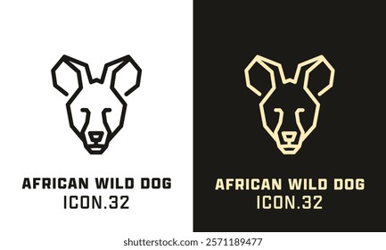 African Wild Dog stylized head geometric line icon