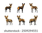 African Wild Dog Vector Illustration - Cartoon, Clipart, and Line Art Design