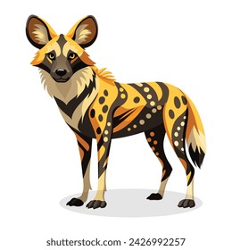 African wild dog vector illustration on white background