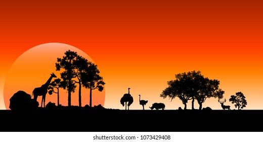 African Wildlife Background. Nature Background. African savanna landscape.