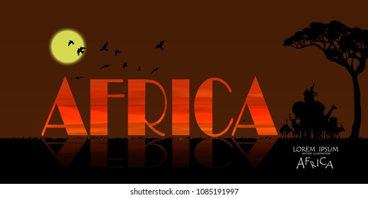 African Wildlife Background. Nature Background. African savanna landscape. safari card. vector.