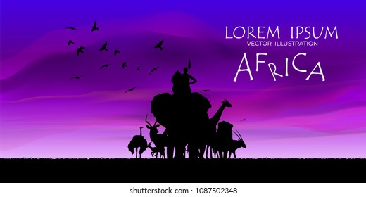 African Wildlife Background. Nature Background. African savanna landscape. safari card. vector.