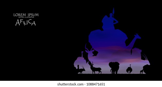 African Wildlife Background. Nature Background. African savanna landscape. safari card. vector.