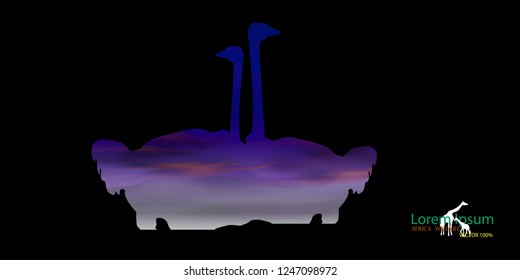 African Wildlife Background. Nature Background. African savanna landscape. safari card. vector illustration. 