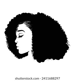 African Woman Afro Hair Logo Illustration