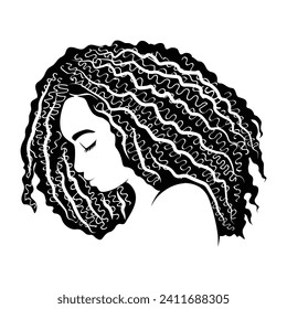 African Woman Afro Hair Logo Illustration