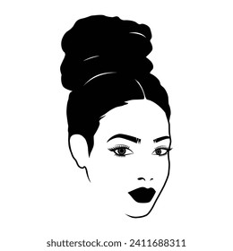 African Woman Afro Hair Logo Illustration