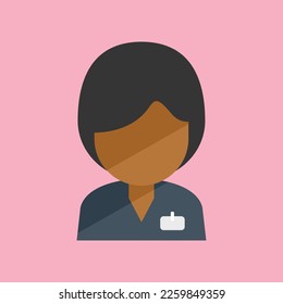 African woman agent icon flat vector. Service support. Call center
