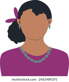 African Woman Avatar with Flat Style Isolated on White Background. Vector Illustration. 