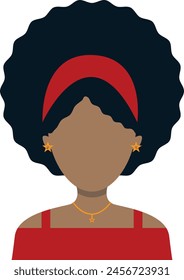African Woman Avatar on White Background. Flat Face Design. Vector Illustration