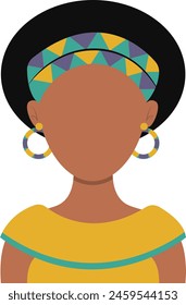 African Woman Avatar with Portrait Style. Illustration on White Background.
