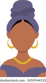 African Woman Avatar with Portrait Style. Illustration on White Background.