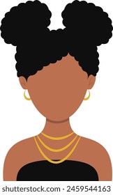 African Woman Avatar with Portrait Style. Illustration on White Background.