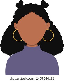 African Woman Avatar with Portrait Style. Illustration on White Background.