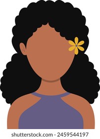 African Woman Avatar with Portrait Style. Illustration on White Background.