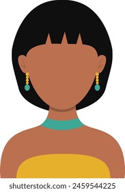 African Woman Avatar with Portrait Style. Illustration on White Background.