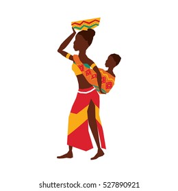 African woman baby icon vector illustration graphic design