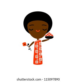 African woman carrying fruits (vector version)