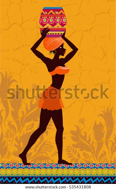 African Woman Carrying Jug Stock Vector (Royalty Free) 535431808 ...