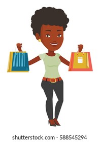 African Woman Carrying Shopping Bags Woman Stock Vector (Royalty Free ...