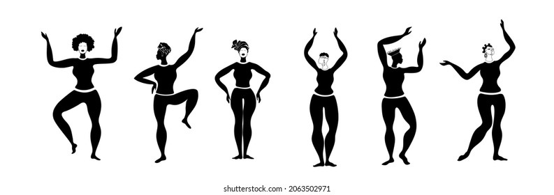 African woman dancing.Black woman vector body.Tribe decor art.Africa fashion.Ethnic diversity women.body positive beauty.Afro vibes