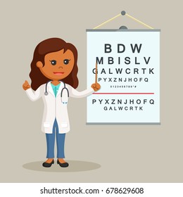 african woman doctor with testing visual board