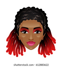 African woman with dreadlocks isolated on white vector illustration